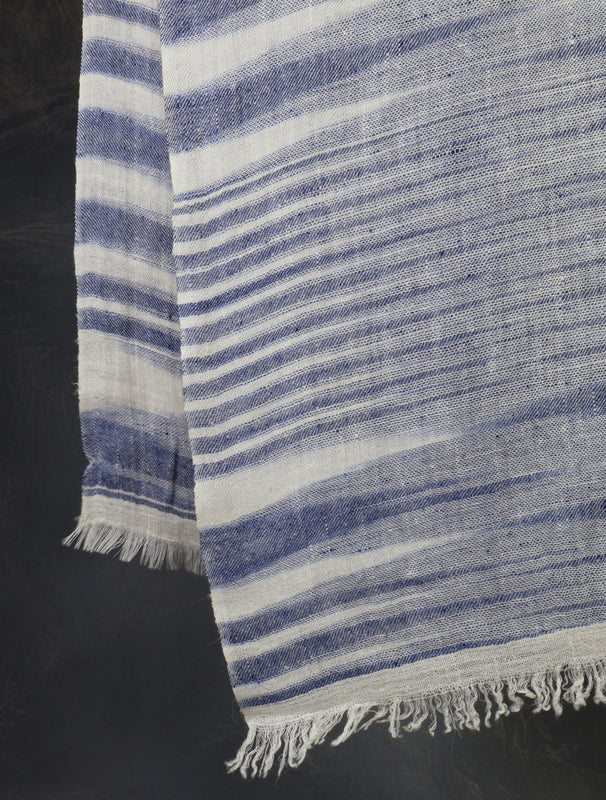 Blue Plaid Cashmere Check Scarf Pashmina – Handwoven Luxury
