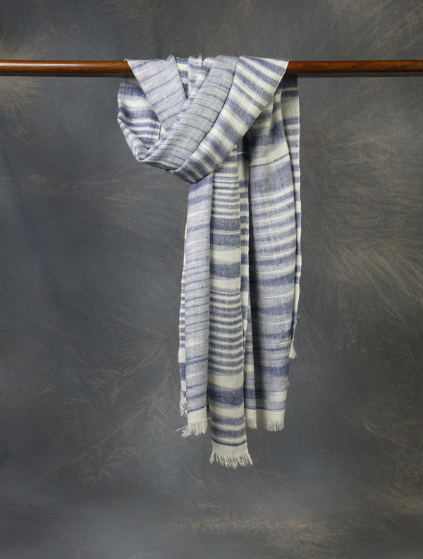 Blue Plaid Cashmere Check Scarf Pashmina – Handwoven Luxury