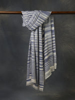Blue Plaid Cashmere Check Scarf Pashmina – Handwoven Luxury