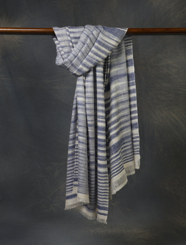 Blue Plaid Cashmere Check Scarf Pashmina – Handwoven Luxury