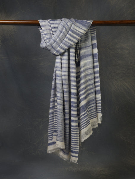 Blue Plaid Cashmere Check Scarf Pashmina – Handwoven Luxury