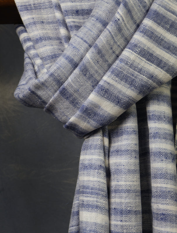 Blue Plaid Cashmere Check Scarf Pashmina – Handwoven Luxury