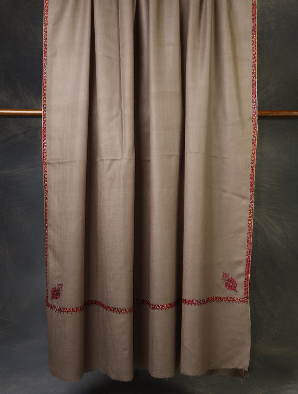 Oversized 3 yard Natural Base Small Border Embroidery Merino Shawl