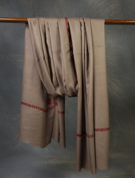 Oversized 3 yard Natural Base Small Border Embroidery Merino Shawl