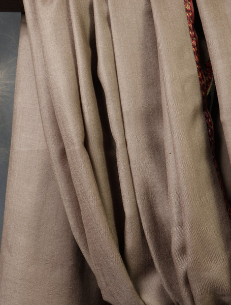 Oversized 3 yard Natural Base Small Border Embroidery Merino Shawl