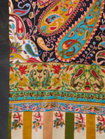 Multicolor Kalamkari Jali Embroidery Pashmina Cashmere Scarf