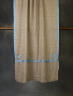 Natural colour with Small Border Embroidery Cashmere Pashmina Scarf