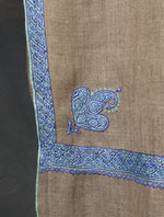 Natural colour with Small Border Embroidery Cashmere Pashmina Scarf