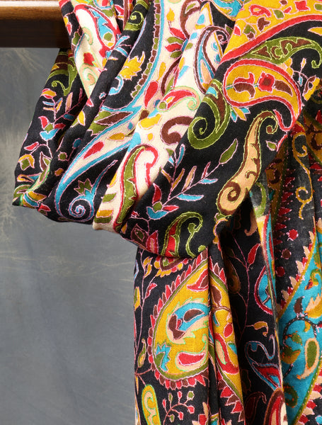 Multicolor Kalamkari Jali Embroidery Pashmina Cashmere Scarf