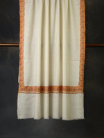 Cream Big Base Big Border Embroidery Cashmere Pashmina Shawl
