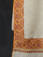Cream Big Base Big Border Embroidery Cashmere Pashmina Shawl