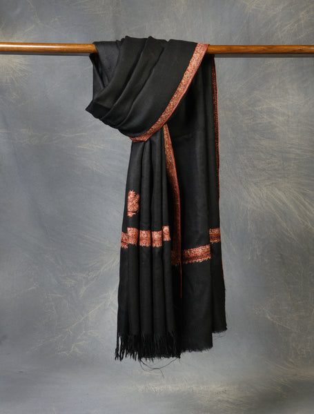 Black Base Small Border Embroidery Cashmere Pashmina Shawl