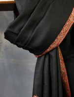 Black Base Small Border Embroidery Cashmere Pashmina Shawl