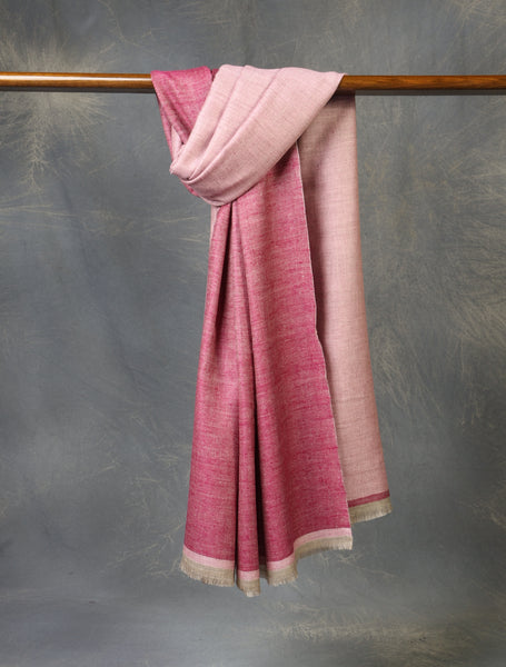 Magenta And Baby Pink Reversible Handwoven Cashmere Pashmina Shawl