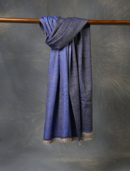 Navy And Royal Blue Reversible Handwoven Cashmere Pashmina Shawl