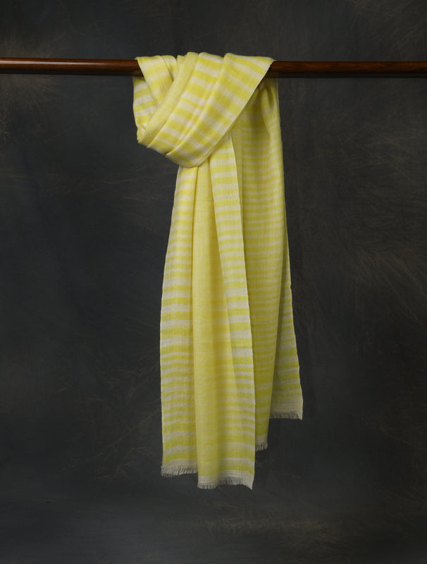 Lemon Plaid Pure Cashmere Pashmina Scarf – Handwoven Luxury