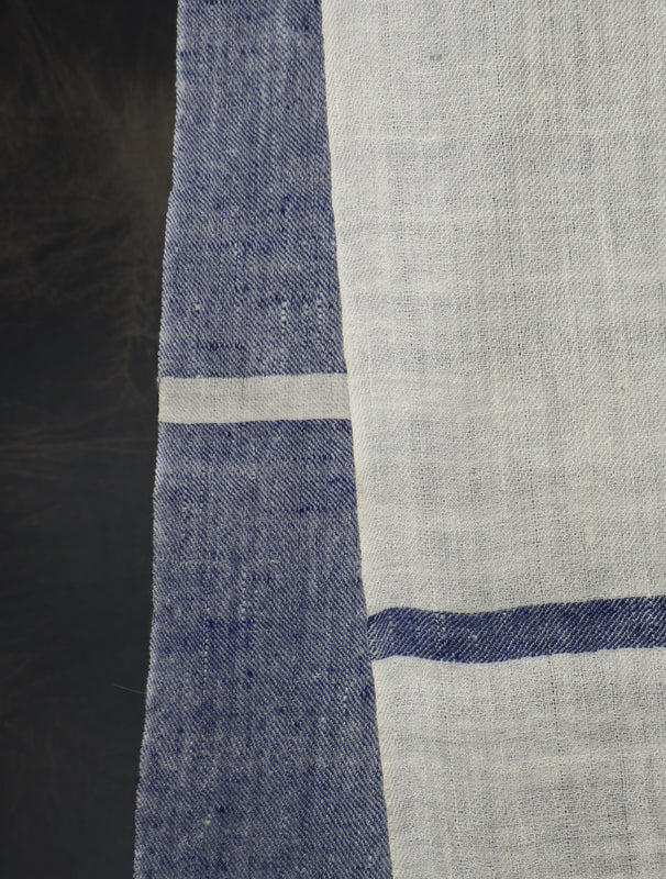 Blue And Ivory Plaid Pure Cashmere Pashmina Scarf – Handwoven Luxury