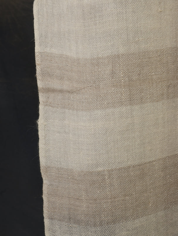 Natural And Ivory Plaid Pure Cashmere Pashmina Scarf – Handwoven Luxury