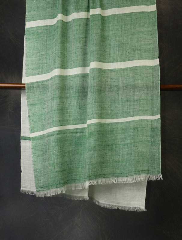 Green And Ivory Plaid Pure Cashmere Pashmina Scarf – Handwoven Luxury