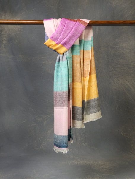 Multicolor Plaid Pure Cashmere Pashmina Scarf – Handwoven Luxury