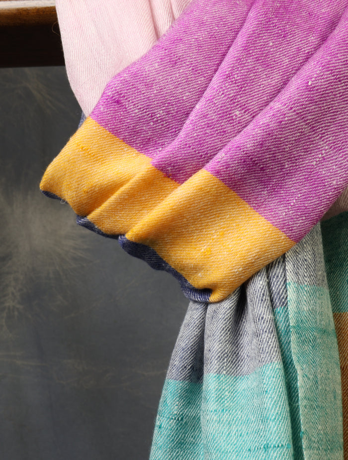 Multicolor Plaid Pure Cashmere Pashmina Scarf – Handwoven Luxury