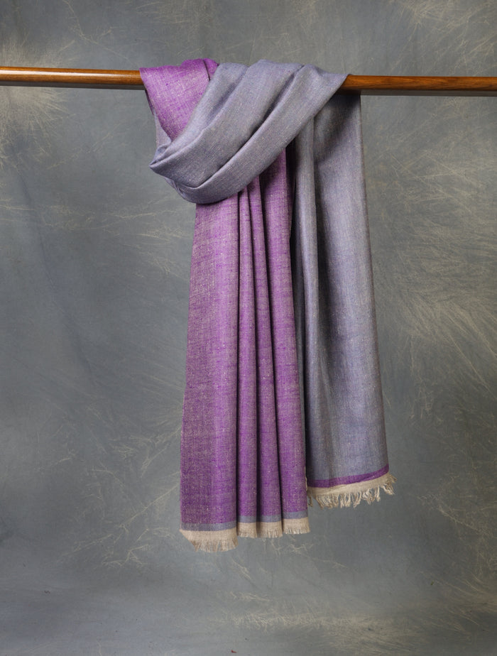 Lavender And Purple Reversible Handwoven Cashmere Pashmina Shawl