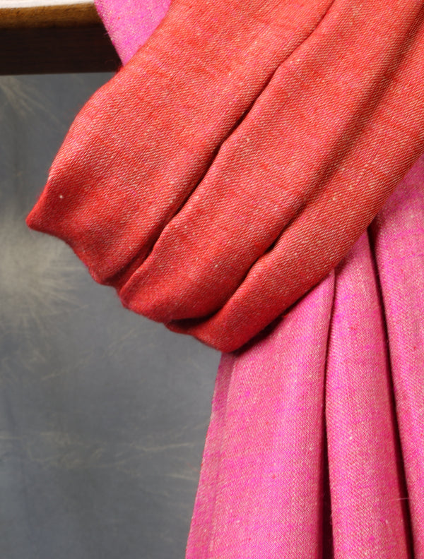 Pink And Red Reversible Handwoven Cashmere Pashmina Shawl — cashmere winter shawl reverse side