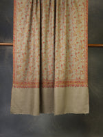 Beige Jali Embroidery Cashmere Pashmina Shawl