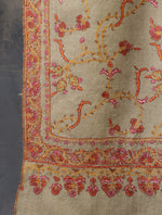 Beige Jali Embroidery Cashmere Pashmina Shawl