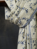 Ivory Blue Jali Embroidery Cashmere Pashmina Scarf