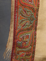 Natural Big Border Embroidery Antique Pashmina Shawl