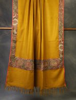 Mustard Big Border Embroidery Antique Pashmina Shawl