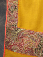 Mustard Big Border Embroidery Antique Pashmina Shawl