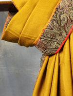 Mustard Big Border Embroidery Antique Pashmina Shawl