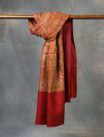 Maroon Base Full Embroidery Cashmere Antique Pashmina Shawl