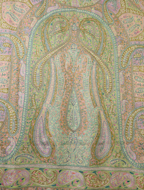 3 yard Ivory Jamawar Embroidery Cashmere Pashmina Shawl