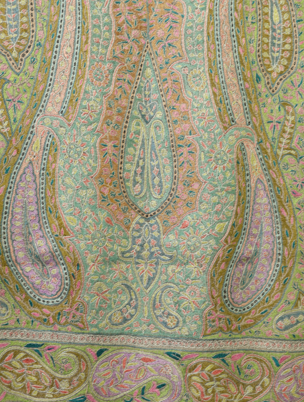 3 yard Ivory Jamawar Embroidery Cashmere Pashmina Shawl