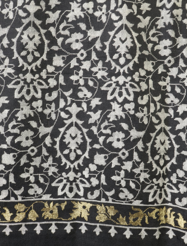2.5 yard Black Kani Cashmere Pashmina Shawl