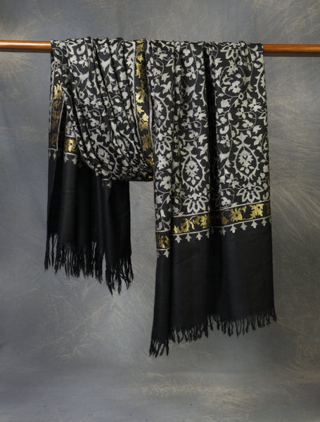 Black Kani Cashmere Pashmina Shawl