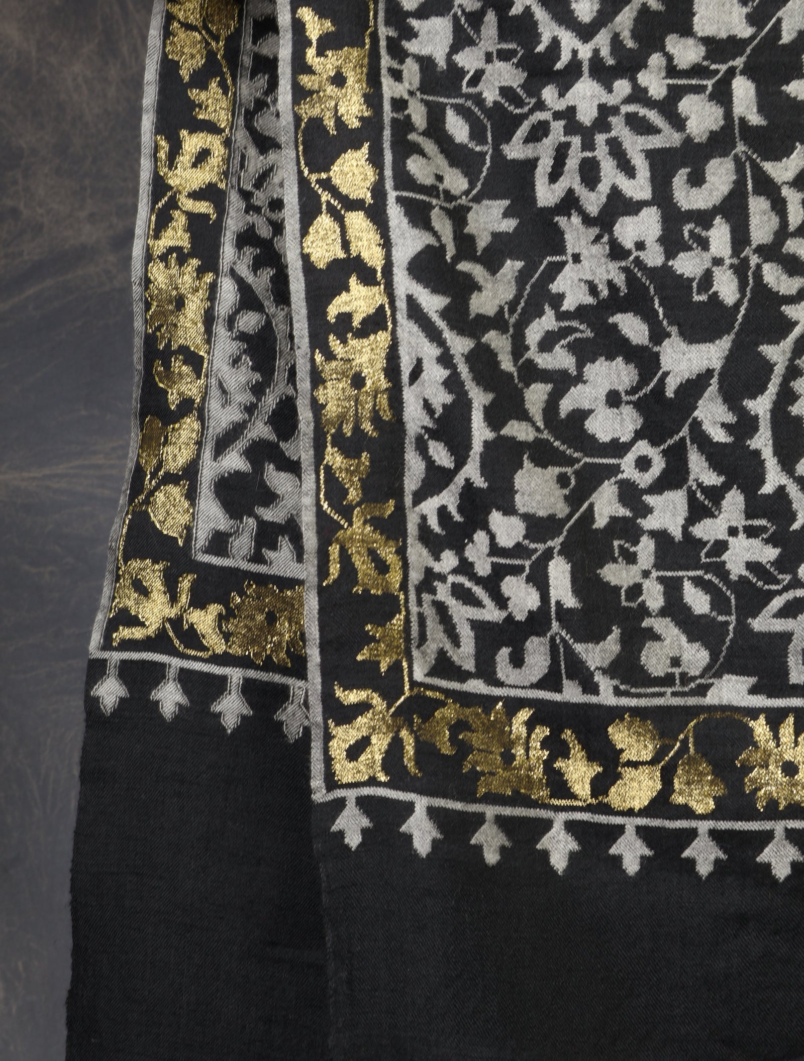 2.5 yard Black Kani Cashmere Pashmina Shawl