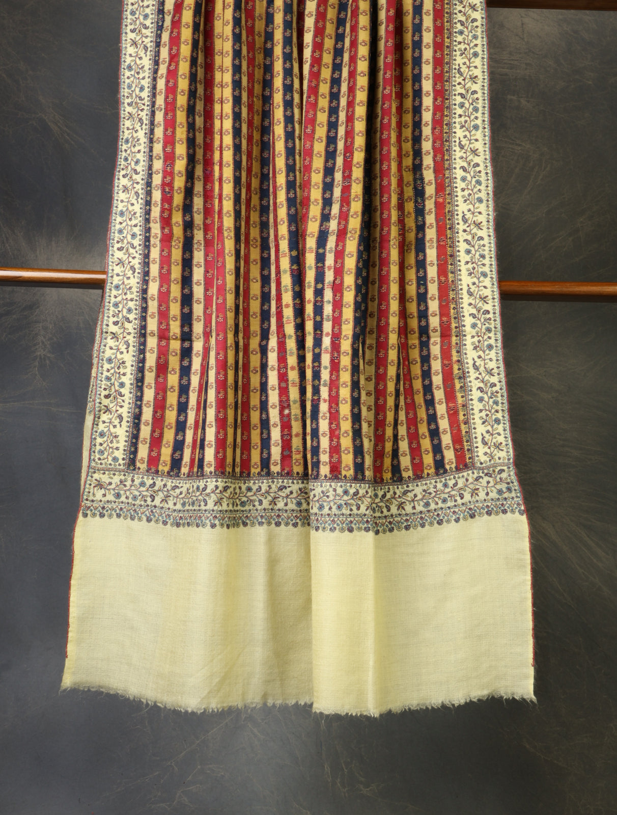 Multicolor Striped Antique Pashmina Kani Shawl