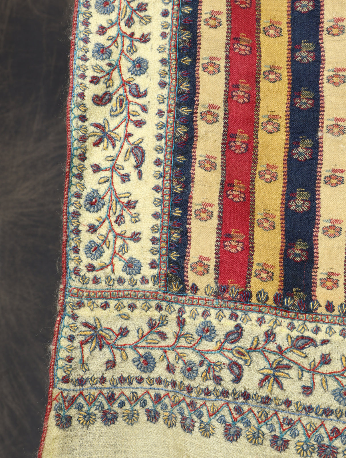 Multicolor Striped Antique Pashmina Kani Shawl