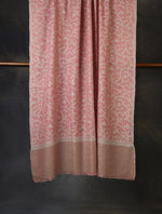 Pink Checkered Base Jali Embroidery Cashmere Pashmina Shawl