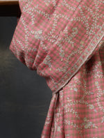 Pink Checkered Base Jali Embroidery Cashmere Pashmina Shawl