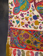 Multicolor Kalamkari Jali Embroidery Pashmina Cashmere Scarf
