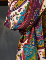 Multicolor Kalamkari Jali Embroidery Pashmina Cashmere Scarf