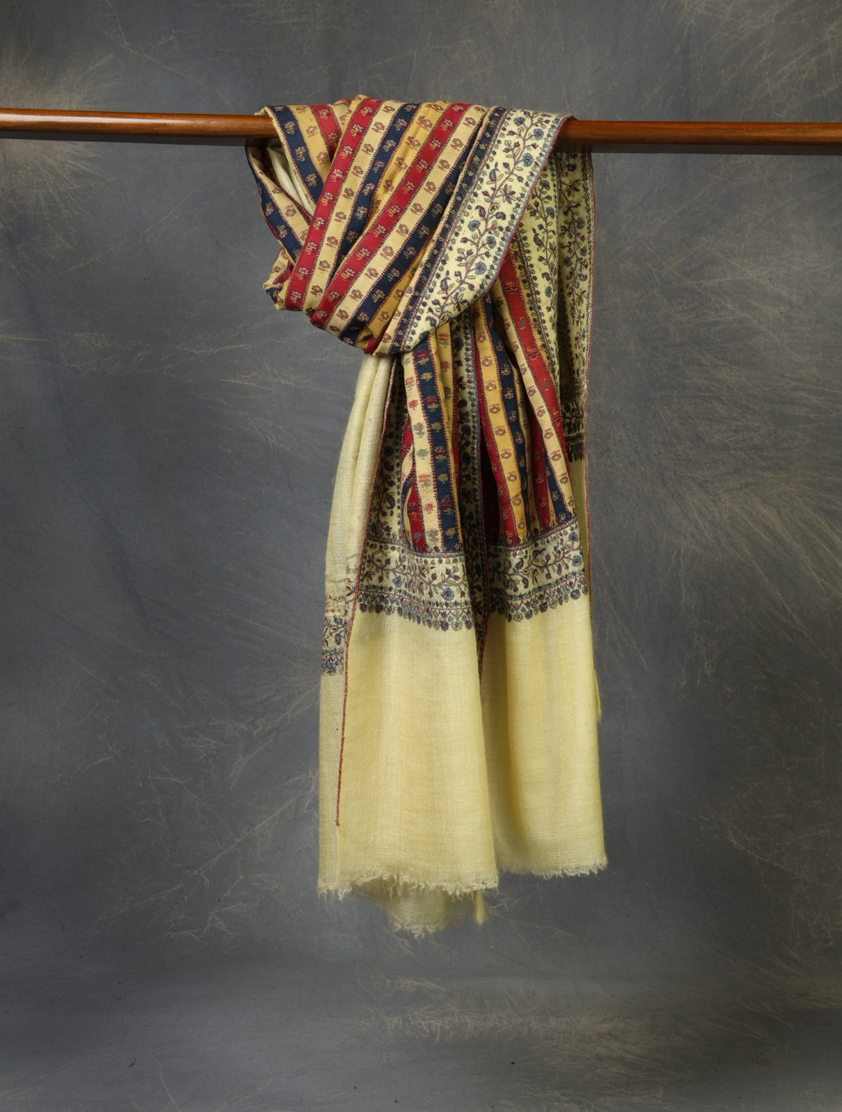 Multicolor Striped Antique Pashmina Kani Shawl
