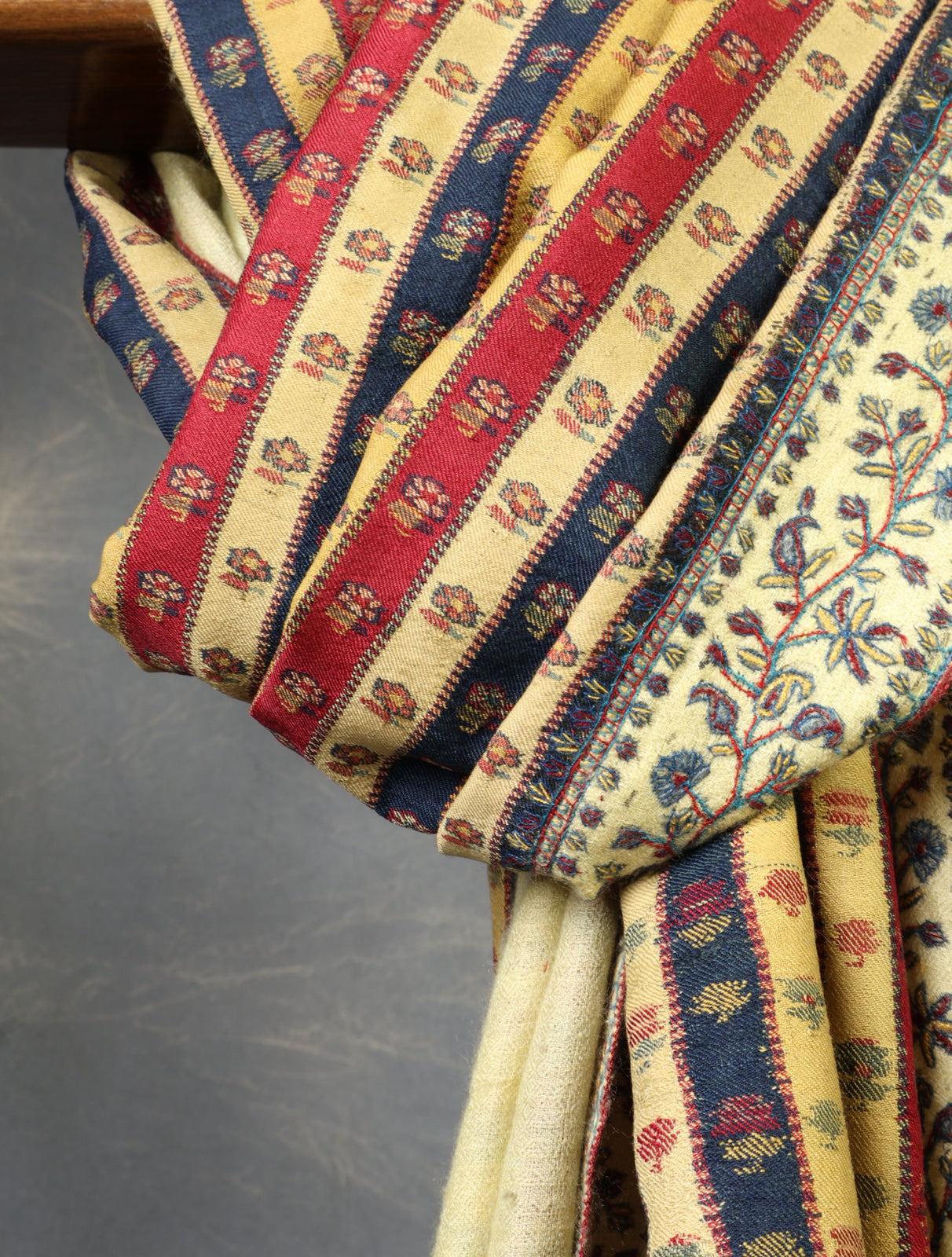 Multicolor Striped Antique Pashmina Kani Shawl