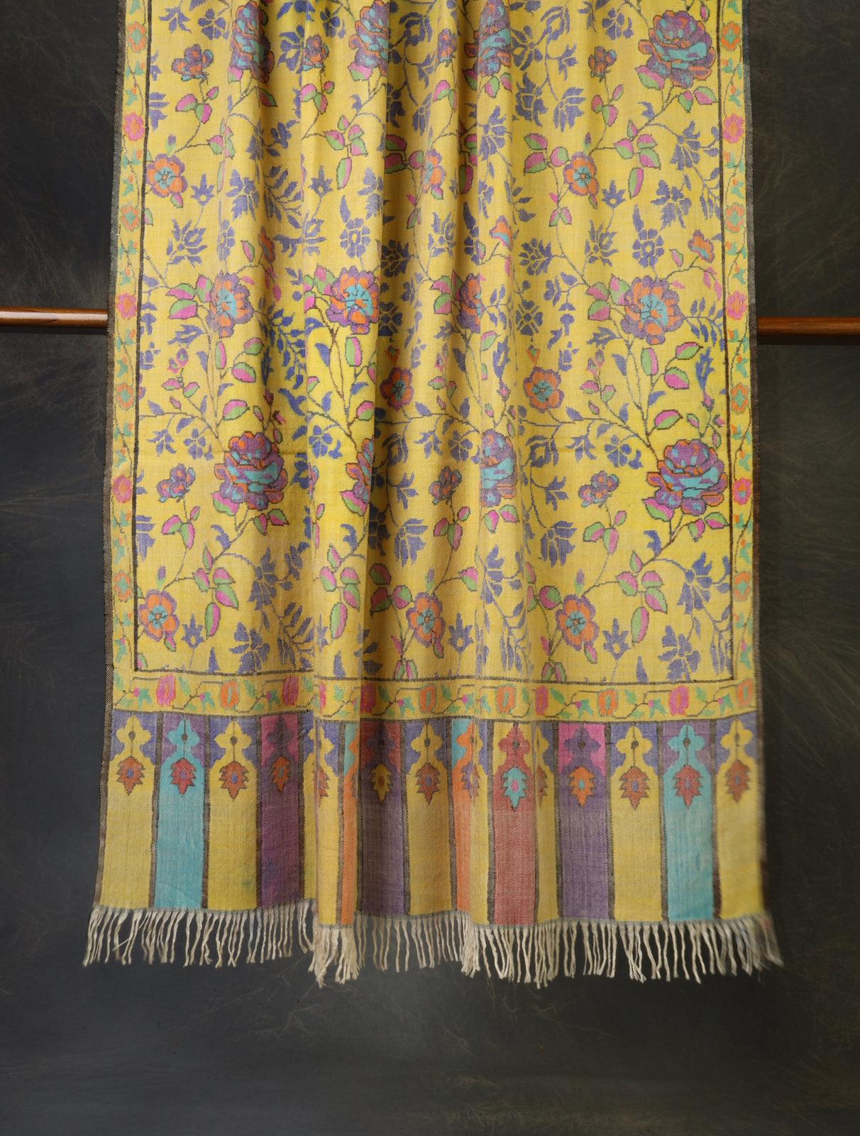 Lemon Kani floral Pashmina Shawl