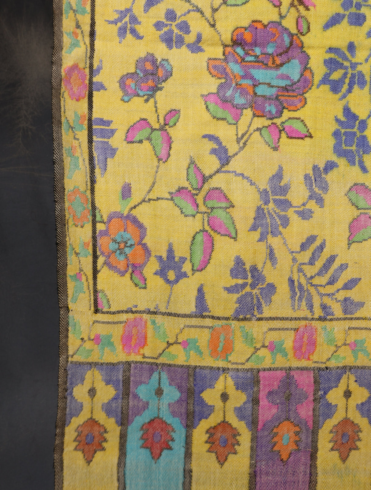 Lemon Kani floral Pashmina Shawl